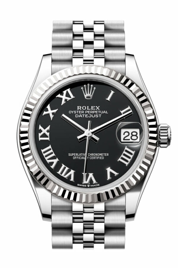 Datejust 31 Black Roman Dial Fluted Bezel Jubilee Ladies Watch 278274 278274-0002