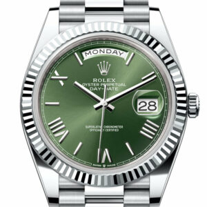 Day-Date 40 Olive Green Dial Fluted Bezel Platinum President Men's Watch 228236