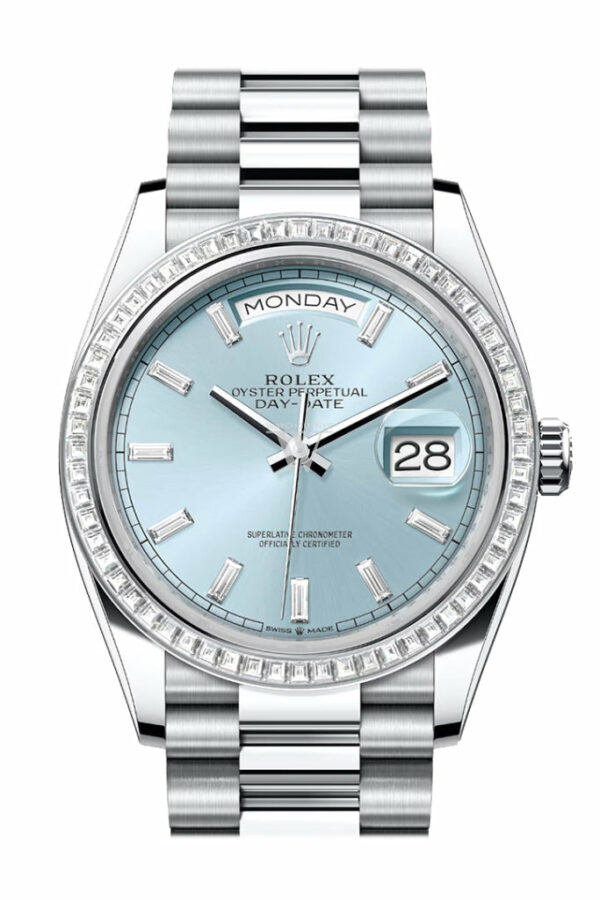 Day-Date 36 Ice Blue Diamond Dial Diamond Bezel Platinum President Watch 128396TBR