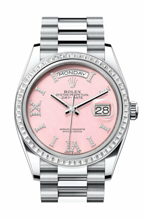 Day-Date 36 Pink Opal Dial Diamond Bezel Platinum President Watch 128396TBR