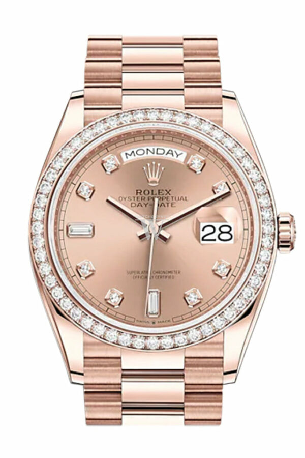 Day-Date 36 Rosé Colour Dial Diamond Bezel 18K Everose Gold President Watch 128345RBR