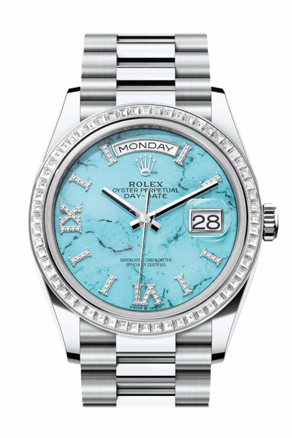 Day-Date 36 Turquoise Dial Diamond Bezel Platinum President Watch 128396TBR