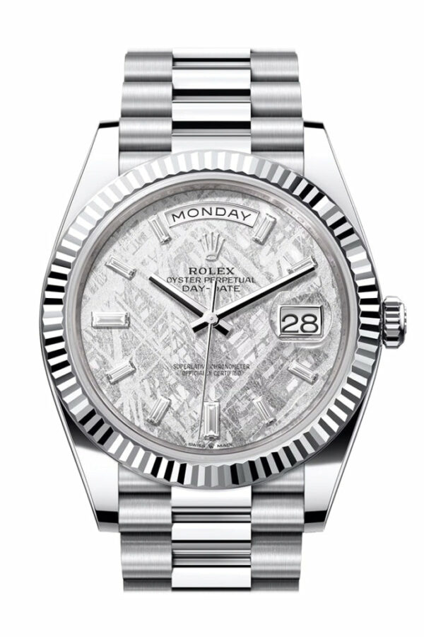 Day-Date 40 Meteorite 10 Diamonds Dial Fluted Bezel Platinum President Men's Watch 228236