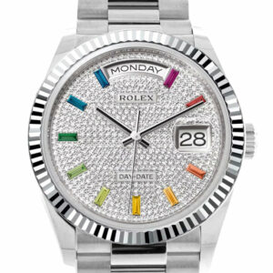 Day-Date 36 Diamond Paved Dial Fluted Bezel Platinum President Watch 128236