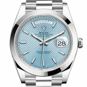 Day-Date 40 Ice blue Diagonal Motif Dial Dome Bezel Platinum President Men's Watch 228206