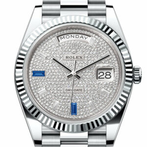 Day-Date 40 Diamond-Paved Dial Dial Fluted Bezel Platinum President Men's Watch 228236