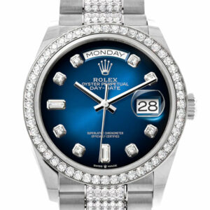 Day-Date 36 Blue ombré Diamond Dial Diamond Bezel White Gold Diamond President Watch 128349RBR