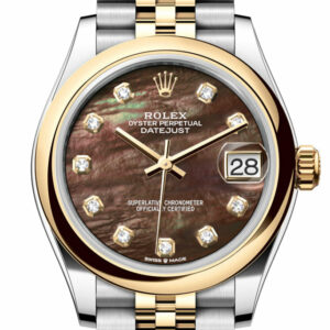 Datejust 31 Black Mother of pearl Diamond Dial Yellow Gold Steel Jubilee Ladies Watch 278243 278243-0024