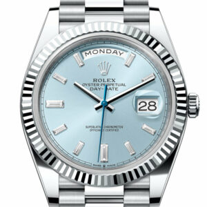 Day-Date 40 Ice-Blue Diamond Dial Dial Fluted Bezel Platinum President Men's Watch 228236