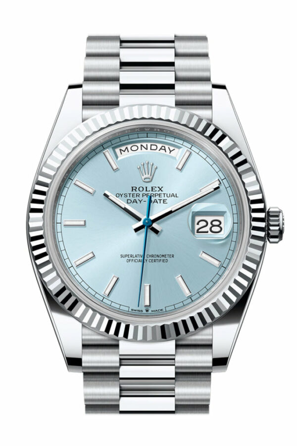 Day-Date 40 Ice-Blue Dial Dial Fluted Bezel Platinum President Men's Watch 228236