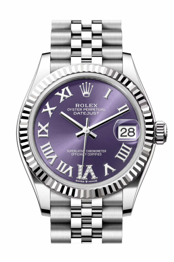 Datejust 31 Aubergine Dial Set Diamonds Roman Dial Fluted Bezel Jubilee Ladies Watch 278274 278274-0026