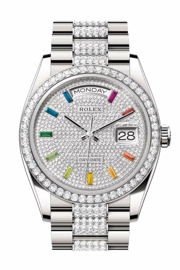 Day-Date 36 Diamond Paved Diamond Dial Diamond Bezel White Gold Diamond President Watch 128349RBR