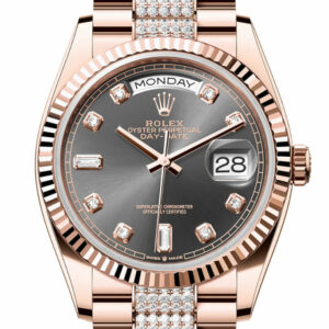 Day-Date 36 Slate Diamond Dial Fluted Bezel 18K Everose gold Diamond  President Watch 128235