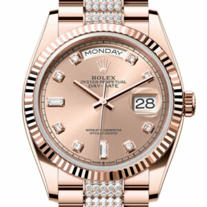 Day-Date 36 Rosé Colour Diamond Dial Fluted Bezel 18K Everose gold Diamond  President Watch 128235