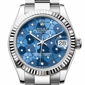 Datejust 31 Blue Floral Diamond Dial Fluted Bezel Ladies Watch 278274 278274-0035