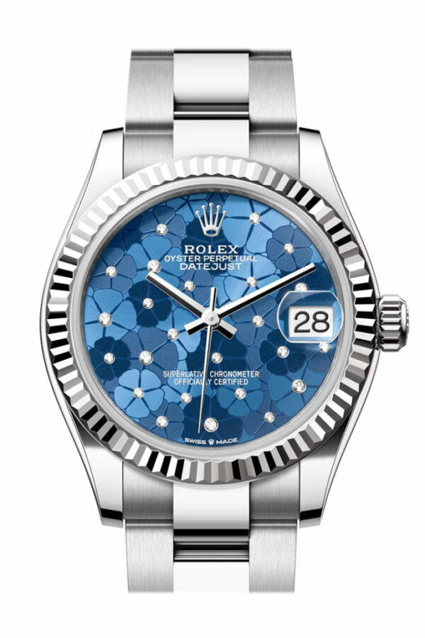 Datejust 31 Blue Floral Diamond Dial Fluted Bezel Ladies Watch 278274 278274-0035