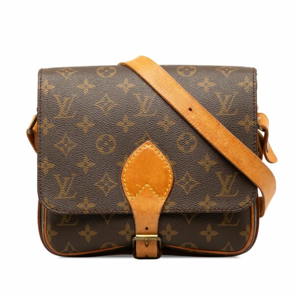 Brown LV Monogram Cartouchiere MM Crossbody Bag