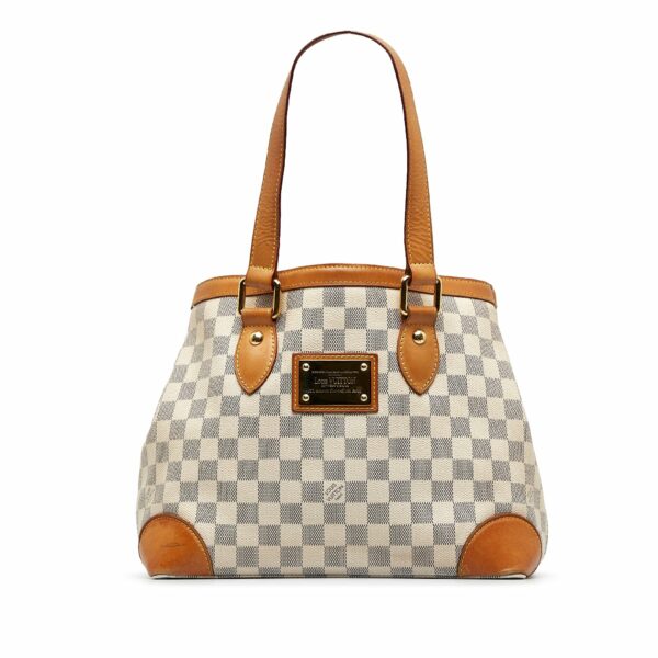 White LV Damier Azur Hampstead PM Tote Bag - Image 15