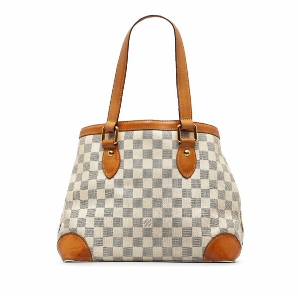 White LV Damier Azur Hampstead PM Tote Bag - Image 2