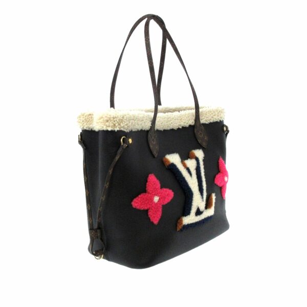 LV Neverfull Teddy MM Black Calfskin Sherling