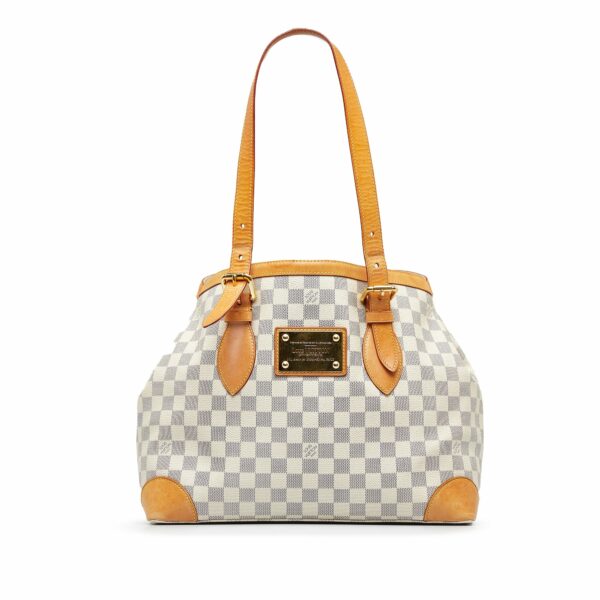 White LV Damier Azur Hampstead MM Tote Bag - Image 15