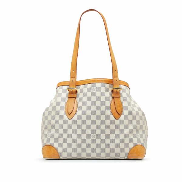 White LV Damier Azur Hampstead MM Tote Bag - Image 2