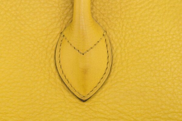 LV Maroquinerie Triangle Yellow Grained Leather Handbag - Image 5