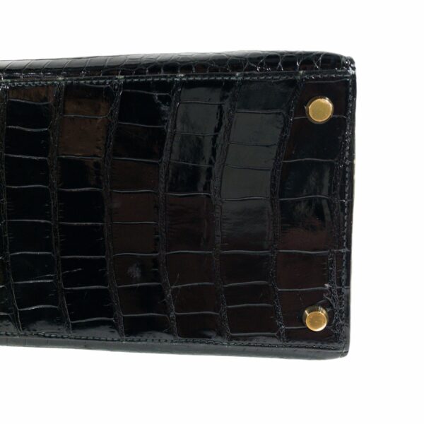 HM Vintage Crocodile Black Kelly 35cm GHW - Image 12