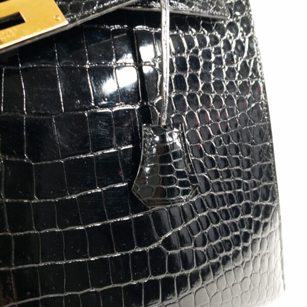 HM Vintage Crocodile Black Kelly 35cm GHW - Image 9