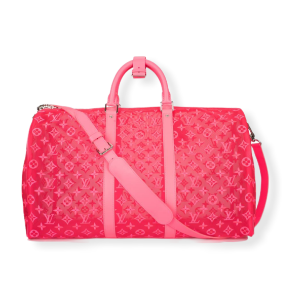 LV Keepall 50 Bandouliere Mesh Monogram Pink - Image 7