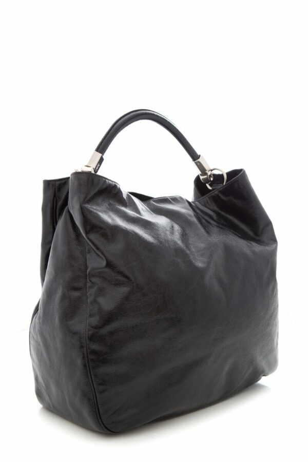 YSL Black Patent Leather Hobo Handbag - Image 2