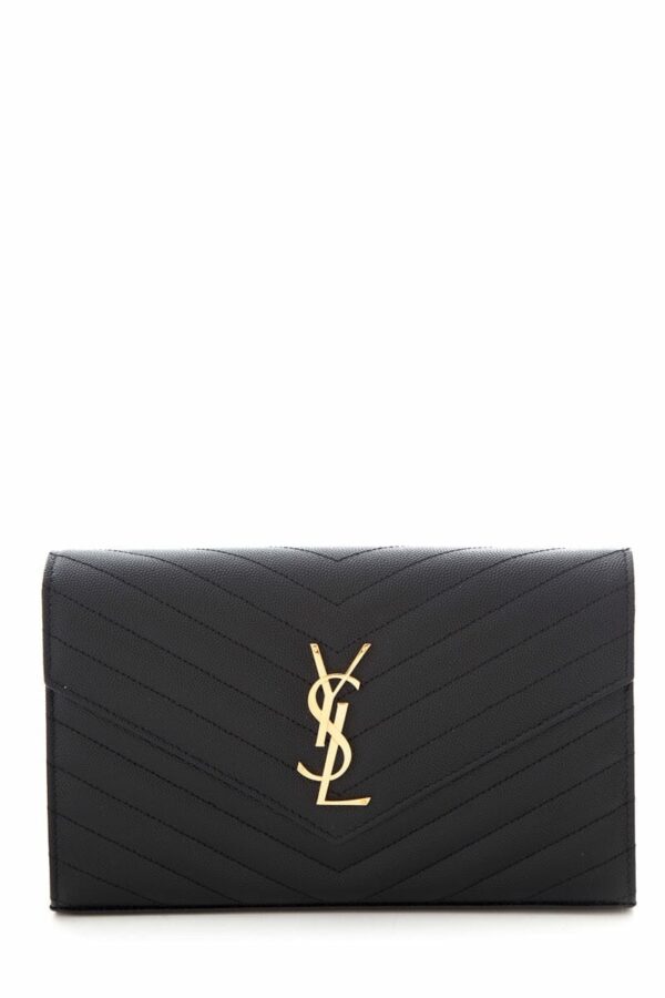 YSL Cassandre Matelasse Chain Wallet in Grain De Poudre Black Embossed Leather - Image 7