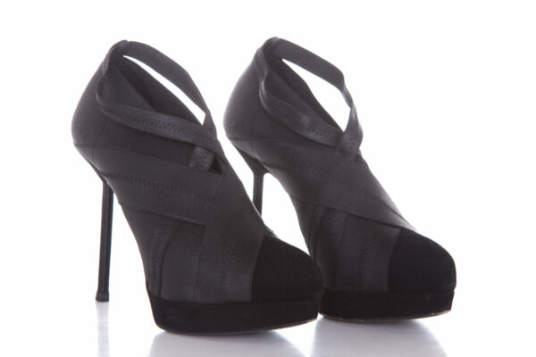 YSL Black Suede & Elastic Bandage Heels SZ 38 - Image 2