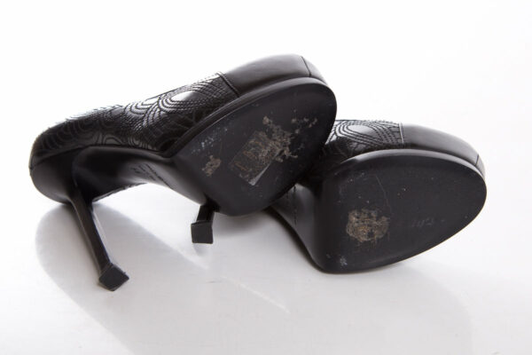 YSL Black Embroider Heels SZ 35 - Image 6