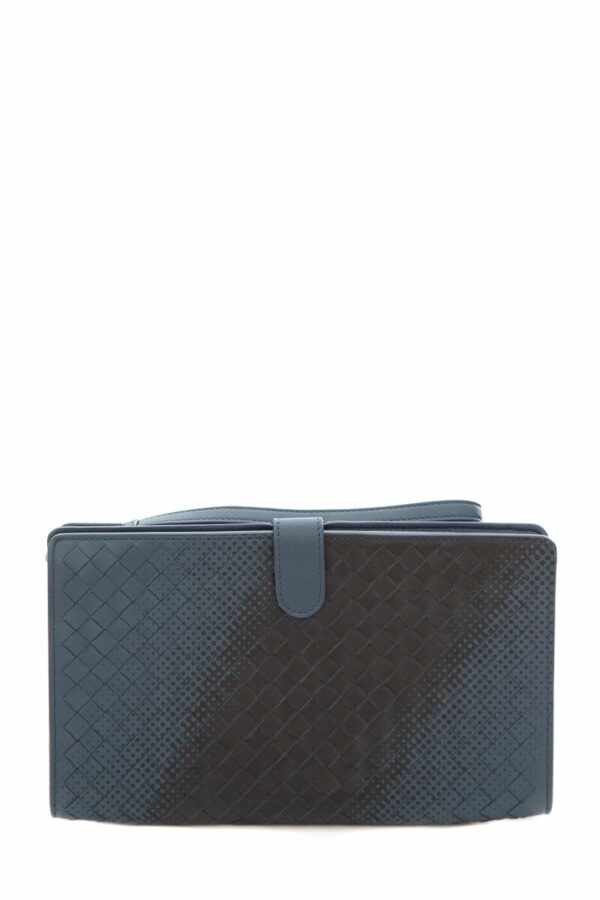 Bottega Veneta Intrecciato Blue & Black Graphic Clutch - Image 8