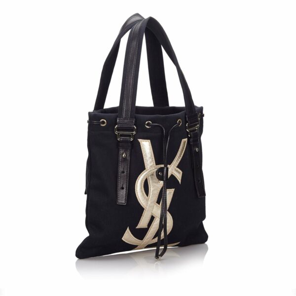 Pre-Loved YSL Black Cotton Fabric Kahala Tote Bag France - Image 2