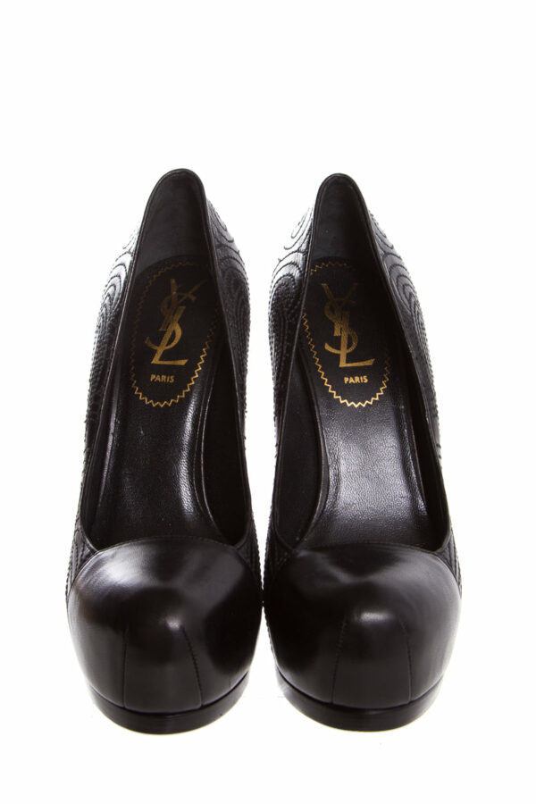 YSL Black Embroider Heels SZ 35