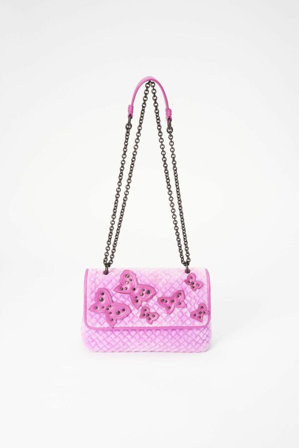 Bottega Veneta Butterfly Crossbody Bag - Pink Velvet - Image 9