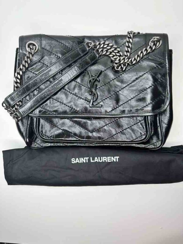 Ysl Niki Shoulder Bag, Black Leather, Medium