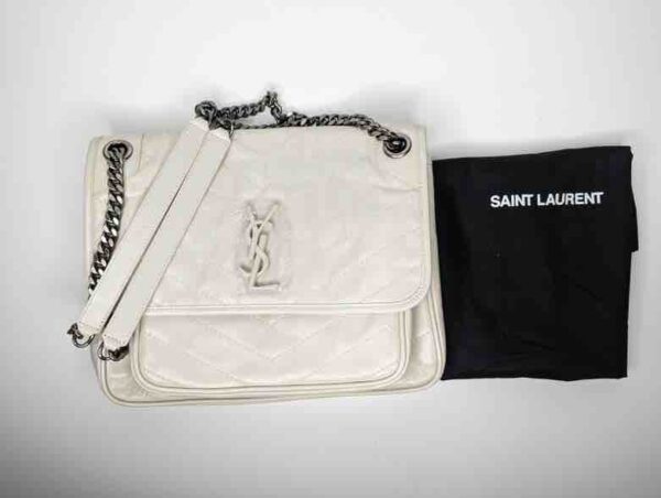 Ysl Niki Shoulder Bag, White Leather, Medium - Image 3