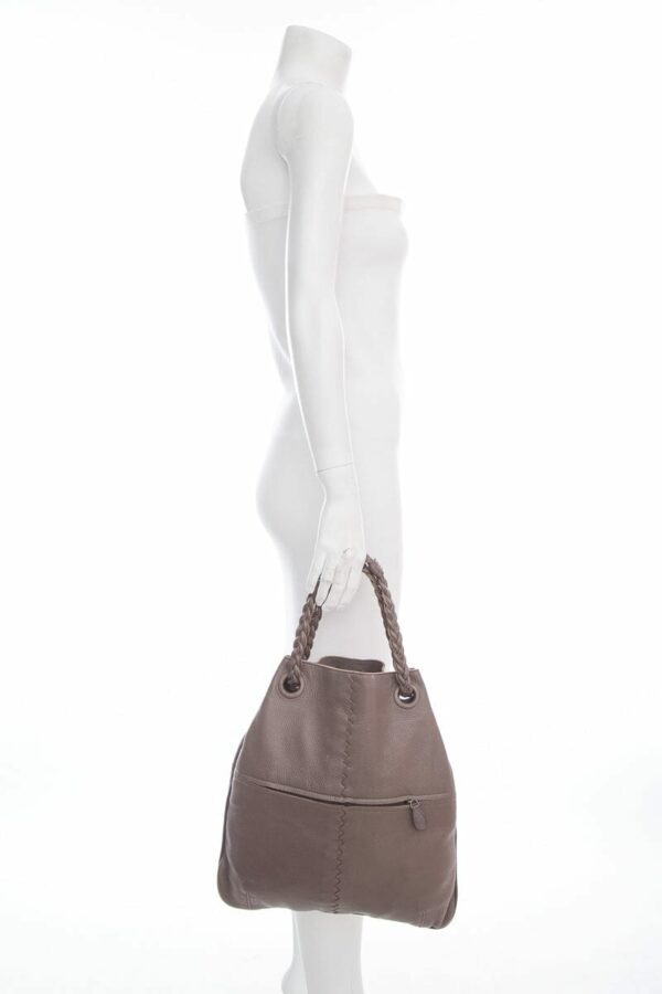 Bottega Veneta Grey Leather Tote Handbag