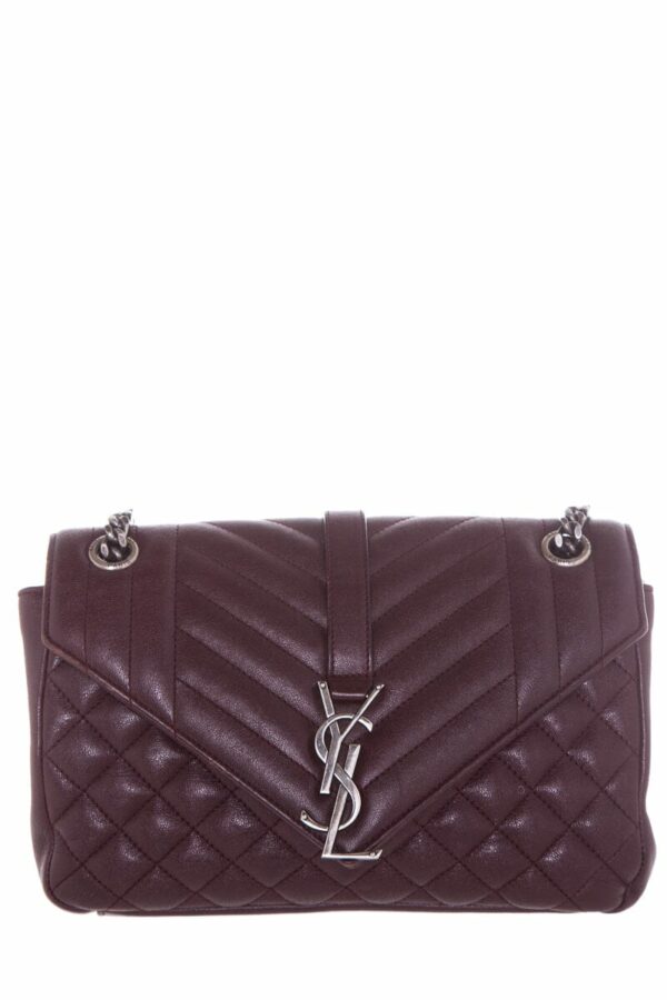 YSL Burgundy Classic Medium College Bag - Image 9