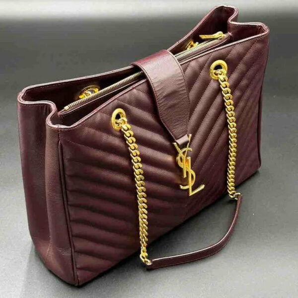 Ysl Classic Monogram Envelope Satchel Matelasse Chevron, Burgundy Leather, Large - Image 4