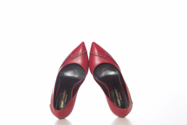 YSL Yves Saint Laurent Red Jeweled Lightning Heels SZ 36 - Image 5