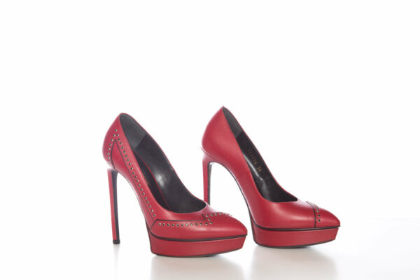 YSL Yves Saint Laurent Red Jeweled Lightning Heels SZ 36 - Image 2