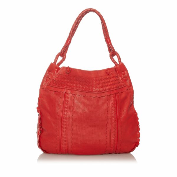 Red Bottega Veneta Intrecciato Leather Tote Bag - Image 10