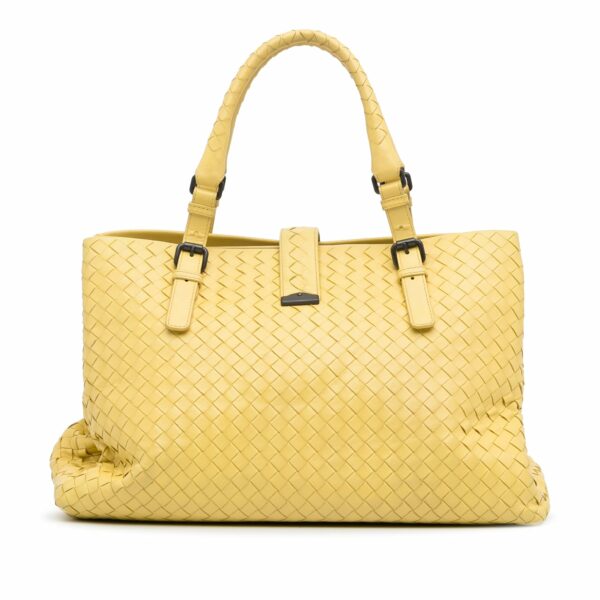 Yellow Bottega Veneta Medium Intrecciato Roma Tote Bag - Image 3