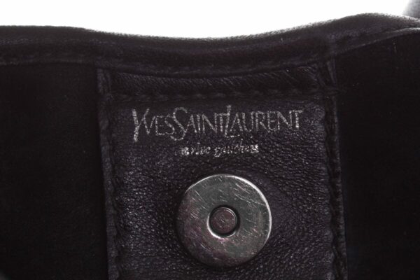 YSL Vintage Black Lambskin & Horn Handle Handbag - Image 5