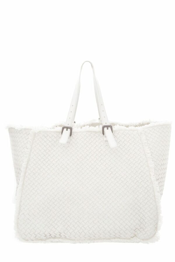 Bottega Veneta White Intrecciato Fringe Tote - Image 8