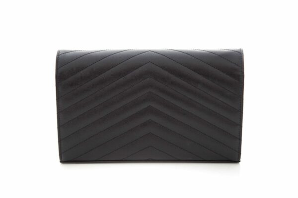 YSL Cassandre Matelasse Chain Wallet in Grain De Poudre Black Embossed Leather - Image 2